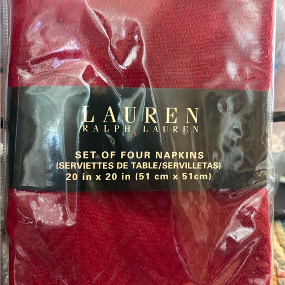 New Ralph Lauren Cloth Red Napkins 2 Pkgs Of 4 20” X 20” - Picture 2 of 4